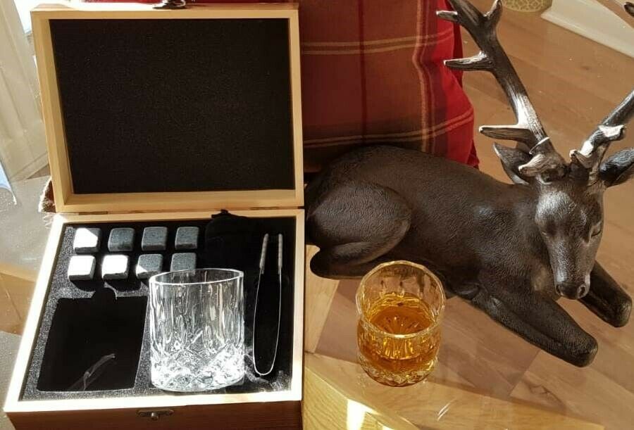 BICCHIERI Di Cristallo Whisky scozzese, whisky stones, Pinze & Gift Box Set- mostra il titolo originale - Eccomi OnLine